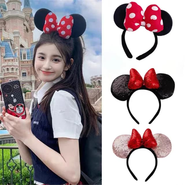 Mickey Mouse Ears Schleifen-Stirnband für Erwachsene und Kinder, Playland Mickey Mouse Bump Kopfbedeckung Hasenohren-Stirnband