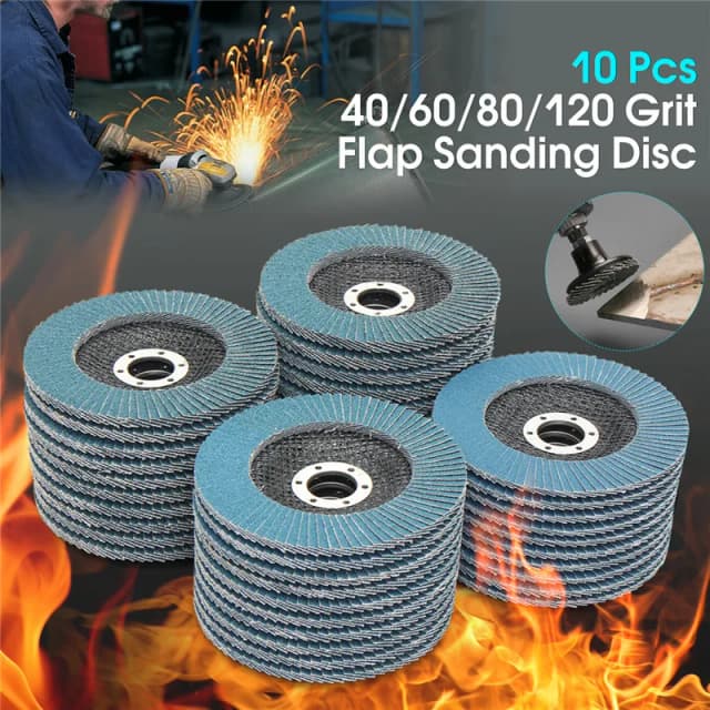 10 Stück 125 mm flache Fächerscheiben 5 Zoll 40/60/80/120 Körnung Winkelschleifer Schleifscheiben Schleifscheiben Winkel zum Polieren von Metall und Holz