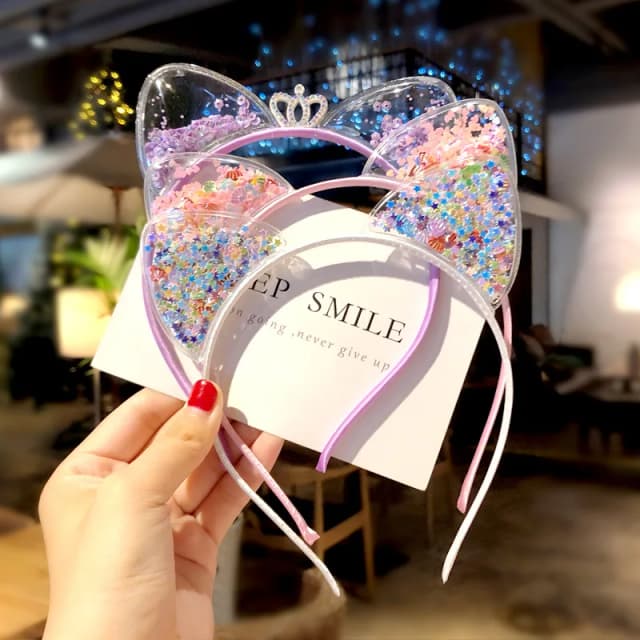 Mädchen süße glänzende Pailletten Katzenohren Haarbänder süße Ornament Stirnband Prinzessin Geschenk Kopfbedeckung Kinder Mode Haarschmuck