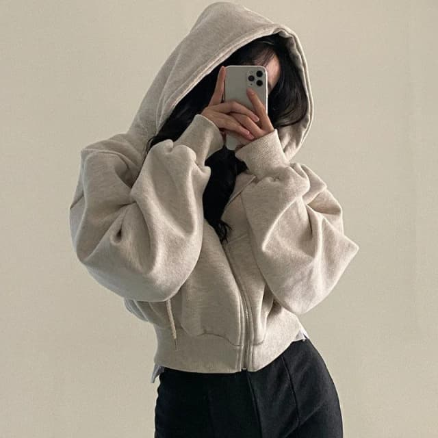 Frühling Herbst Neues, mit Fleece gefüttertes, vielseitiges, abgeschnittenes Slims glättet Silhouette mit Reißverschluss, warmes, marineblaues Kapuzen-Sweatshirt für Damen