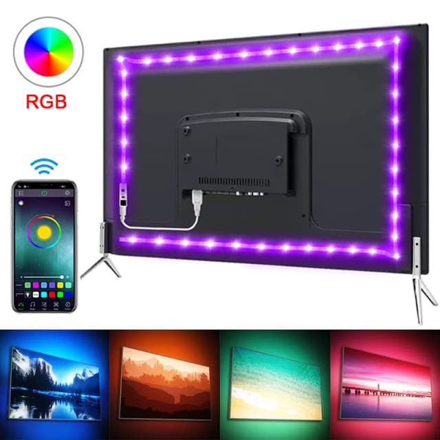 LED-Leuchten für TV, RGB-LED-Streifen, Bluetooth-Steuerung, 5 V, USB-LED-Band, flexibles Band für TV-Hintergrundbeleuchtung, Raumdekoration
