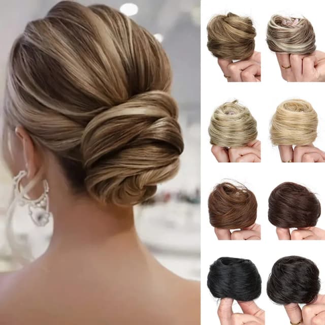 Synthetische elastische Messy Bun Haarteile Lockiges Scrunchie Schwarz Blond Braun Chignon Band Hochsteckfrisur Donut für Frauen Kunsthaar