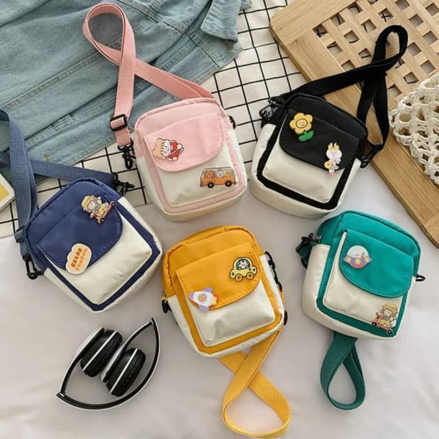 Nylon-Mini-Umhängetaschen für Mädchen, niedliche Cartoon-Umhängetasche, langlebig, niedliche kleine Umhängetasche, Münzgeldbörsen, kleine Mädchen