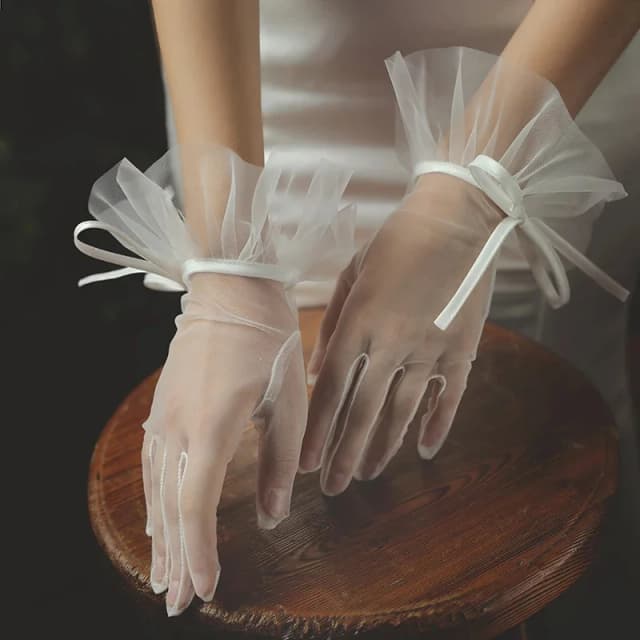 Sexy Transparentes Schwarz Weiß Mesh Tüll Handschuh Frühling Sommer Dünne Kurze Handschuh Party Tanzen Kleid Hochzeit Handschuh Lolita Neue
