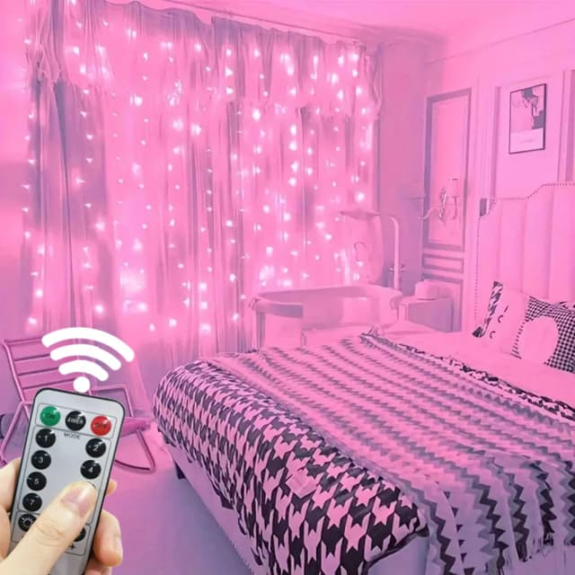 8 Modi LED Vorhang-Lichterkette USB-Anschluss Hochzeitsgirlande Valentinstag Ramadan EID Mubarak Dekoration für Zuhause Vorhangbeleuchtung