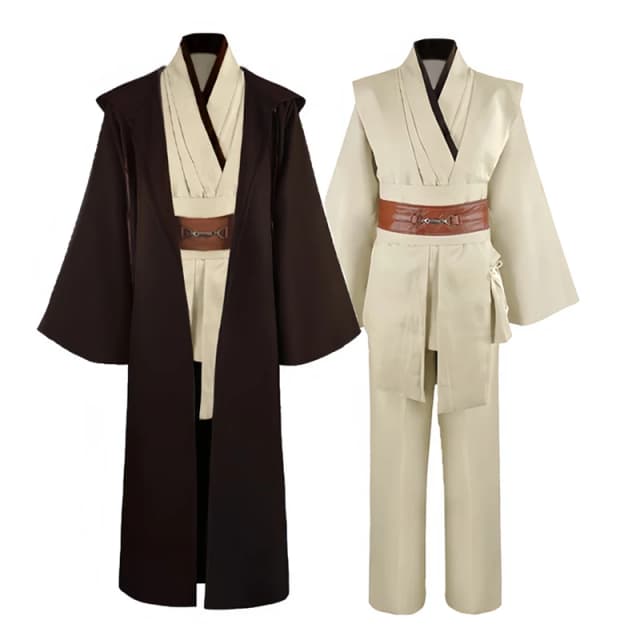 Obi Wan Kenobi Herren Kostüm Robe Erwachsener männlicher Jedi-Ritter Tunika Kostüm Kapuzenuniform Komplettset Halloween Cosplay Umhang