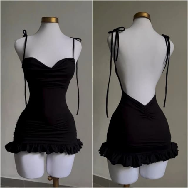 Sexy rückenfreie Minikleider mit Schnürung und Schleife für Damen, Sommer, 2022, ärmelloses schwarzes Basic-Kleid, figurbetont, für Abend, Party, Club, neue Vestidos