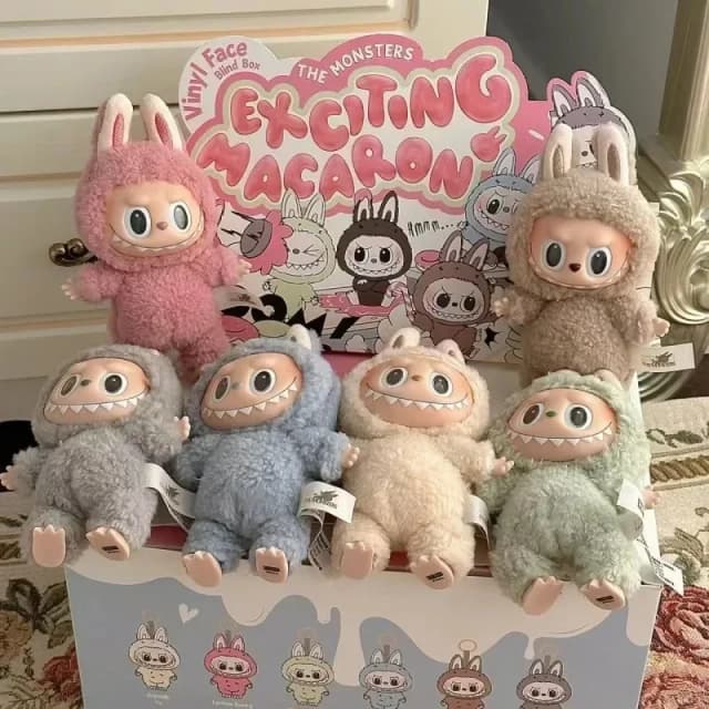 Süße Labubu The Monsters Box Spielzeug Spannendes Macaron Vinyl Gesicht Mystery Boxes Mokoko Schlüsselanhänger für Geburtstags- und Weihnachtsgeschenke