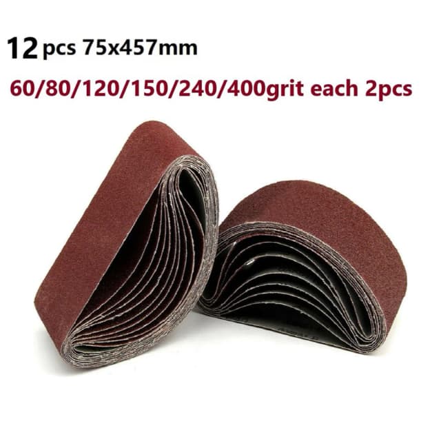 12 stücke 75X457mm Schleifbänder 60/80/120/150/240/400 Grit Bandschleifer Schleifpapier Für Bandschleifer Poliermaschine Schleifwerkzeuge