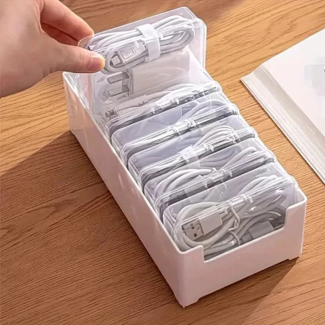 Kabelorganisator-Box, Kabelaufbewahrungsbox, Desktop-Kabelmanagement-Tool für Ladegeräte, Apple Kabelorganisator-Set, Mini Klein