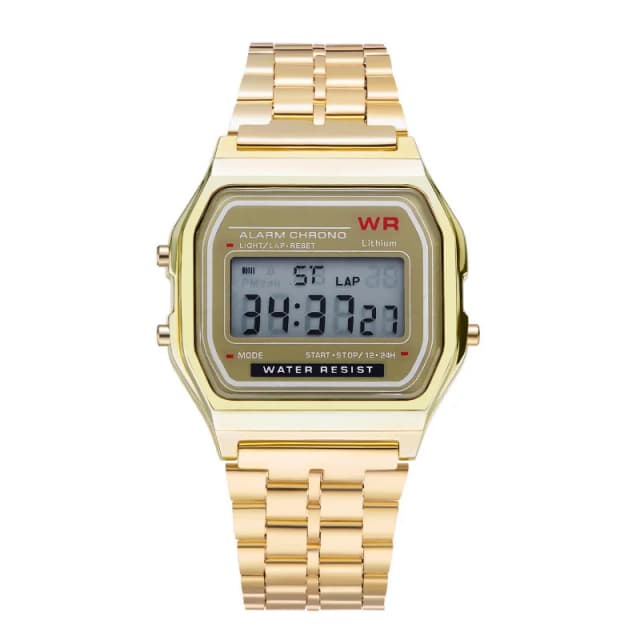F91W Nicht wasserdichte Stahlbanduhr für Damen, Herren, Businessuhr, multifunktionale LED-Digital-Sportuhr, elektronische Uhr