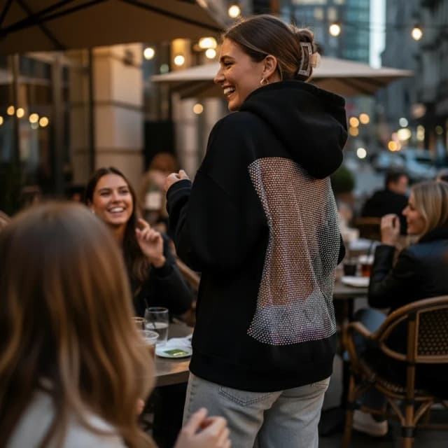 Transparenter Mesh-Hoodie für Damen, modischer hohler Pullover, leichtes Langarm-Sweatshirt für den täglichen und Streetwear-Stil