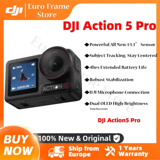DJI Osmo Action 5 Pro 1/1,3″ SSOR 4 Stunden verlängerte Akkulaufzeit, zwei OLED-Displays, heller Touchscreen, Action 5