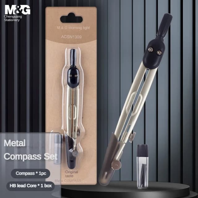 M&G Metall-Kompass-Set, Zeichenmesskompass (HB-Bleistiftmine im Lieferumfang enthalten), Werkzeugset für Studentenprüfung