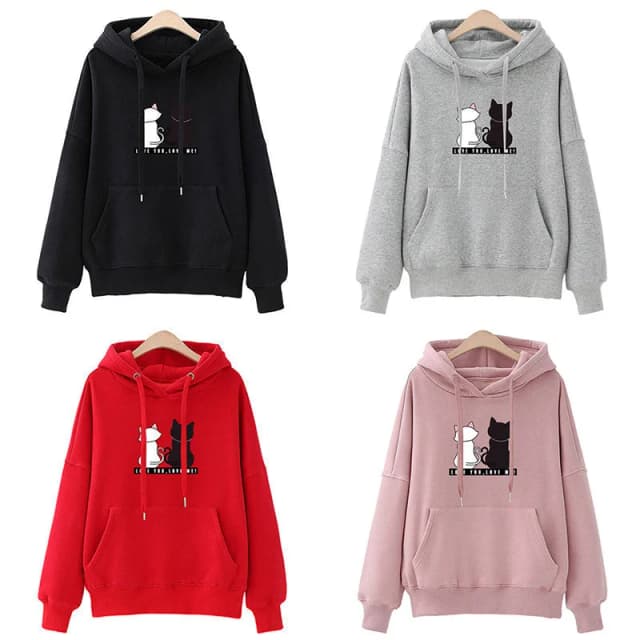 2024 Herbst Hoodie Damen Casual Kapuzenpullover Kreativer Hoodie Passende Streetwear Niedliches Katzenmuster Monogramm Hoodie CYXX077