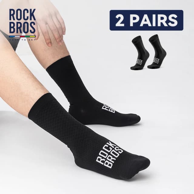 ROCKBROS Fahrradsocken, atmungsaktiv, professionelle Sportsocken, bequem, hochelastisch, Outdoor-Fahrradsocken, stoßdämpfend, 2 Paar
