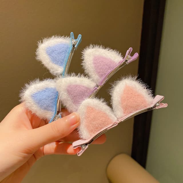 2 Teile/satz Neue Nette Solide Kaninchen Ohren Clips für Baby Mädchen Handgemachte Kawaii Barrettes Headwear Kinder Haar Zubehör