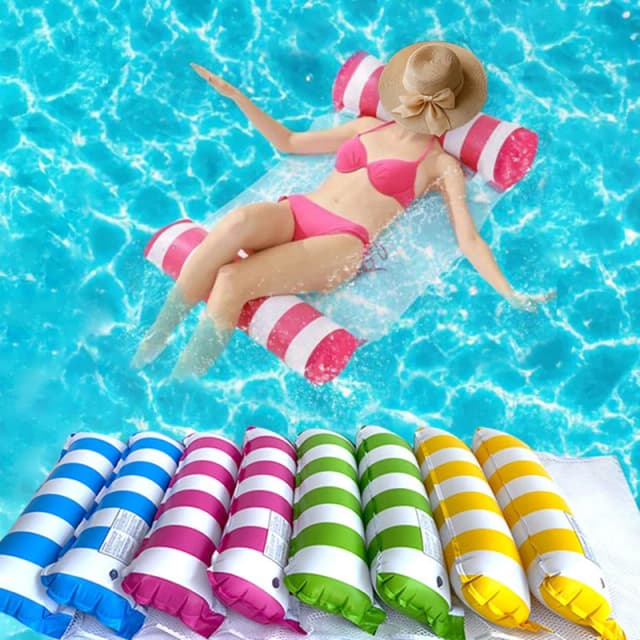 Aufblasbare faltbare schwimmende Reihe Schwimmbad Party Wasser Hängematte Luftmatratzen PVC Streifen Wasser schwimmende aufblasbare Matte