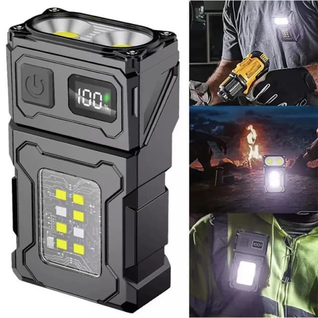 MINI USB wiederaufladbare LED-Taschenlampe, tragbare Taschenlampe mit Schwanzmagnet, superhell, Camping-Laterne, seitliches COB-Notlicht