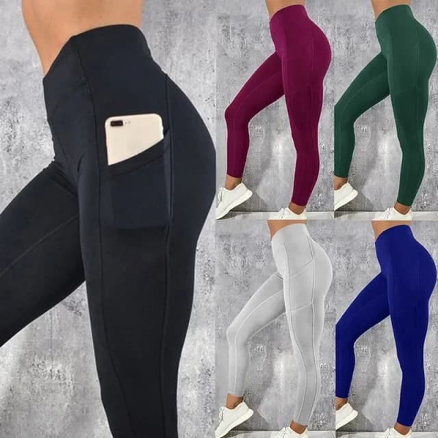 Yoga Fitness Frauen Leggings Hohe Taille Strumpfhosen mit Tasche Gym Workout Laufen Dehnbar Sexy Butt Lifting Lässige Dünne Hosen