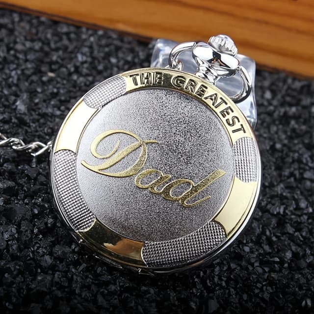 „Papa“ Retro-Taschen-Quarzuhr, bestes Geschenk für Vater, trendige Taschenuhr mit Anhänger, Halskette, Kleidungszubehör für Herren
