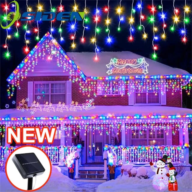 NEUE 162/96LED Solar Eiszapfen Outdoor Weihnachtsbeleuchtung 8 Modi Wasserdichte Lichterkette für Home Party Halloween Urlaub Dekoration