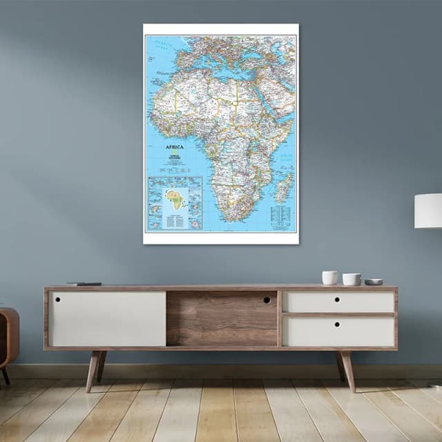 Englische Afrika-Karte mit Politischer Verteilung und Stadtdetails Wandkunst Drucke Leinwandgemälde Heim- und Bürodekoration
