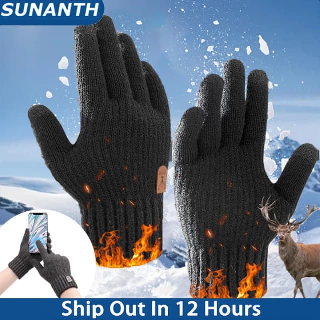 Winter Touchscreen Gestrickte Warme Handschuh Outdoor Anti Slip Radfahren Fahren Kälte Beweis Fünf Finger Handschuh Fashion Solid Handschuh Unisex