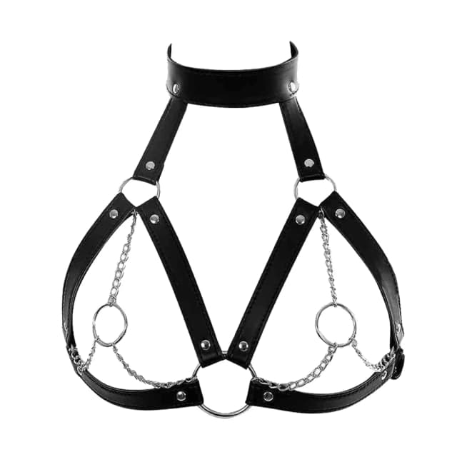 Cintura per imbracatura pettorale sexy da donna Bdsm Bondage Lingerie Imbracatura per il corpo Lingerie in pelle Goth Fetish Abbigliamento Festival Rave Outfit