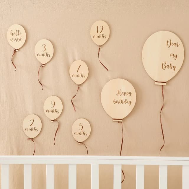 Baby Holz ballon Meilenstein 1-12 Monate Karte Kleinkind Gedenk spielzeug Neugeborene Fotografie Zubehör Requisiten Geburts geschenke